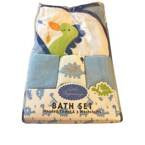 Little Beginnings Bath Set Hooded Towel & 3 wash cloth Set New in package Clean